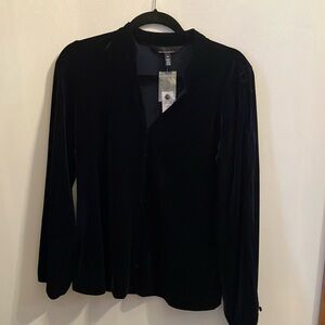 Brand new White House Black Market, deep navy blue velvet blouse.